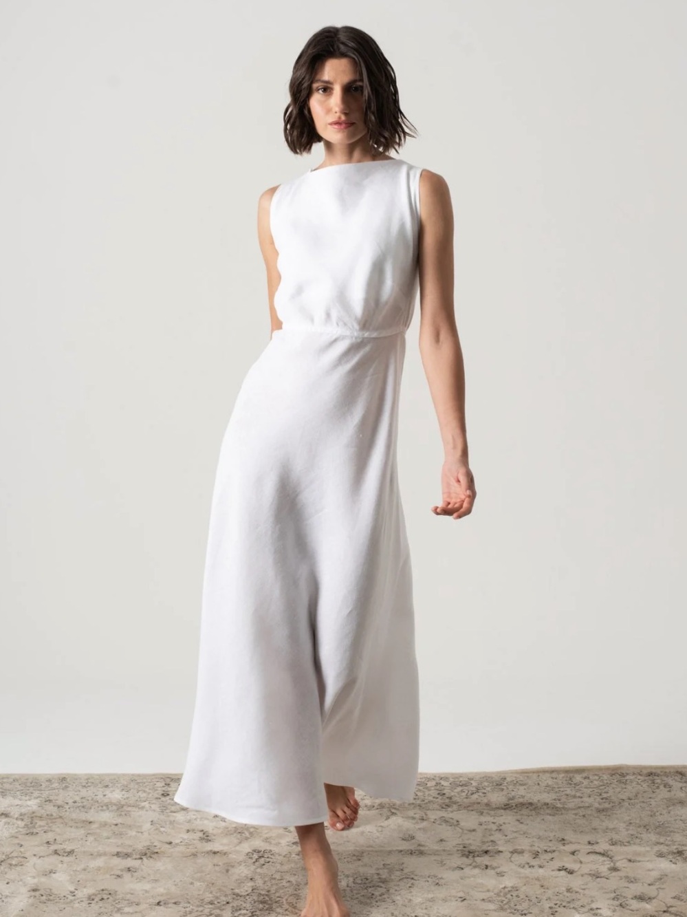 Hemming Midi Dress White